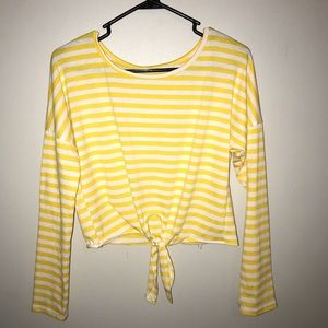 Yellow Striped Cropped Long Sleeve